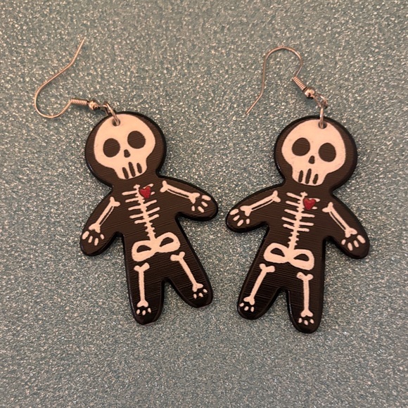 Jewelry - Skeleton Earrings with Heart Detail